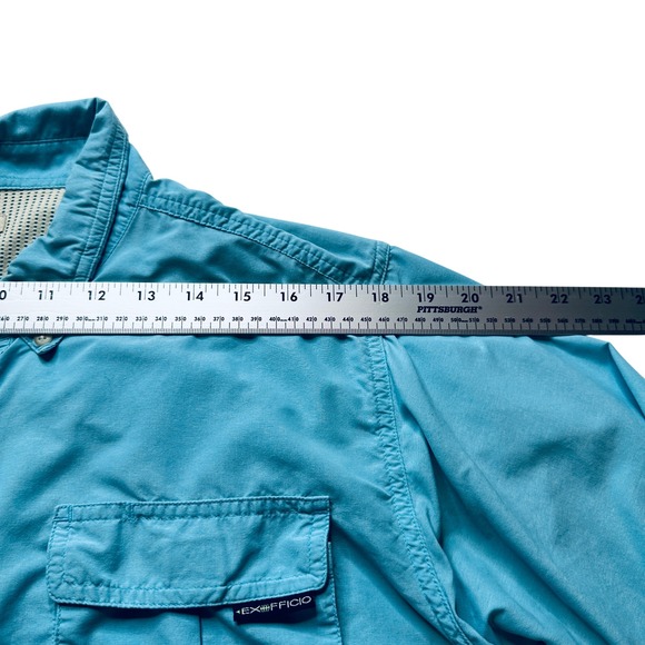 ExOfficio Sun Shirt Long Sleeve Button Up Vented Travel Outdoor Blue Size L - Picture 10 of 14
